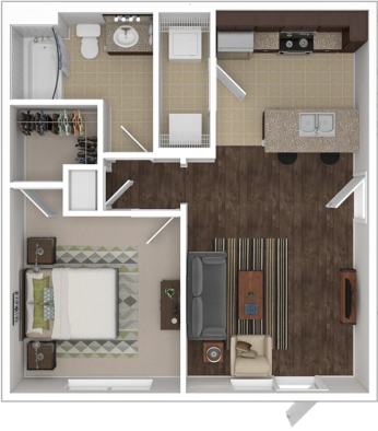 a floor plan of a two bedroom apartment at The Anatole on MacArthur North